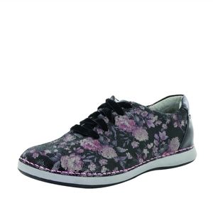 Alegria Essence Dame Floral Suede Comfort Shoes Size 7 - 7.5 Euro 37 Black EUC
